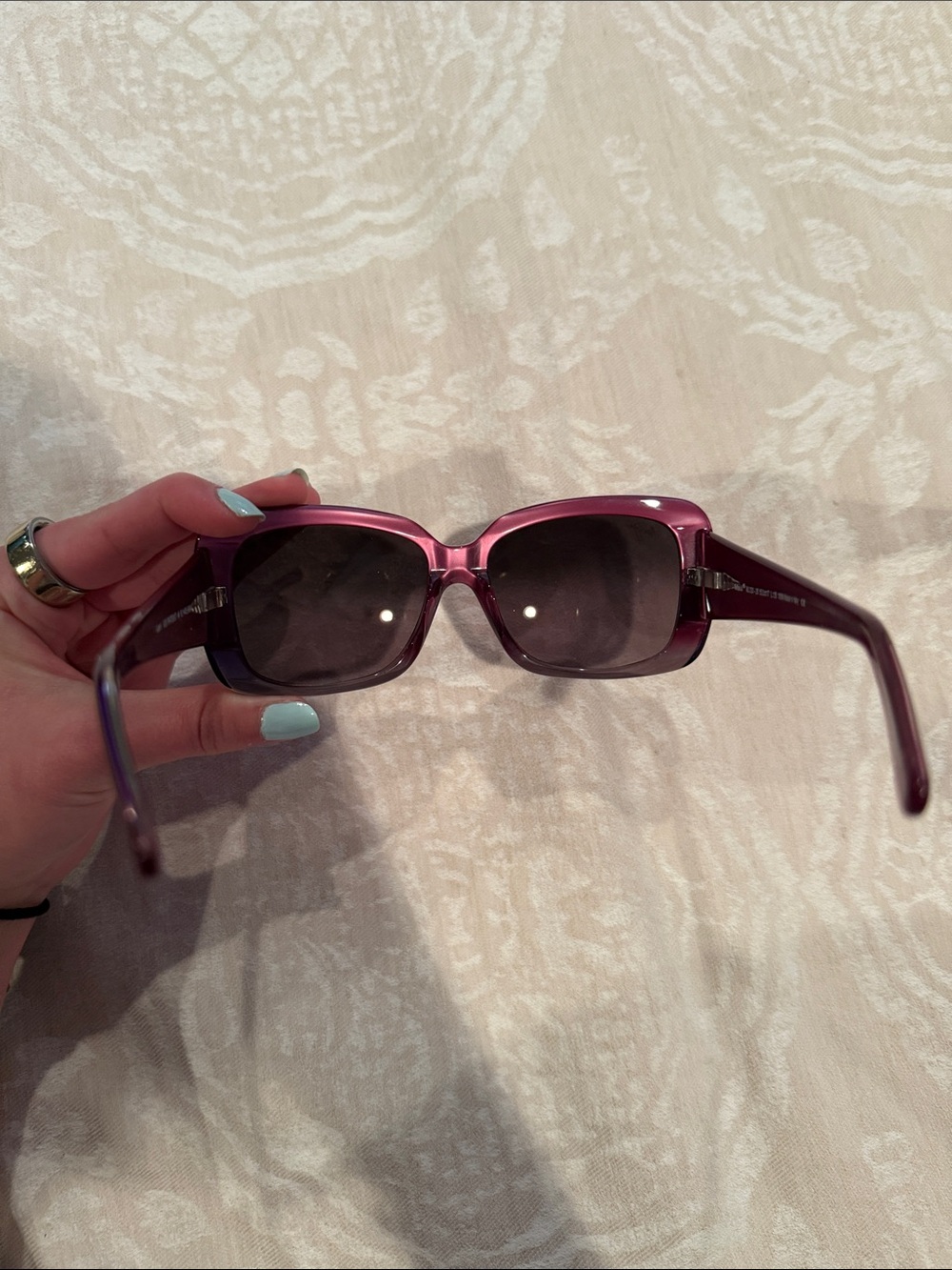 Maui Jim Purple Square Sunglasses with Patterned Pouch and Woven Case - Picture 3 of 5